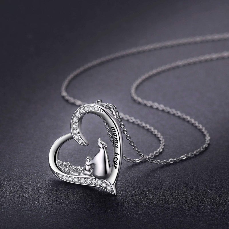 JUSTKIDSTOY 925 Sterling Silver Mama Bear Necklace Mother Pendant Necklaces Jewelry Gifts for New Mom Family Women - Image 5